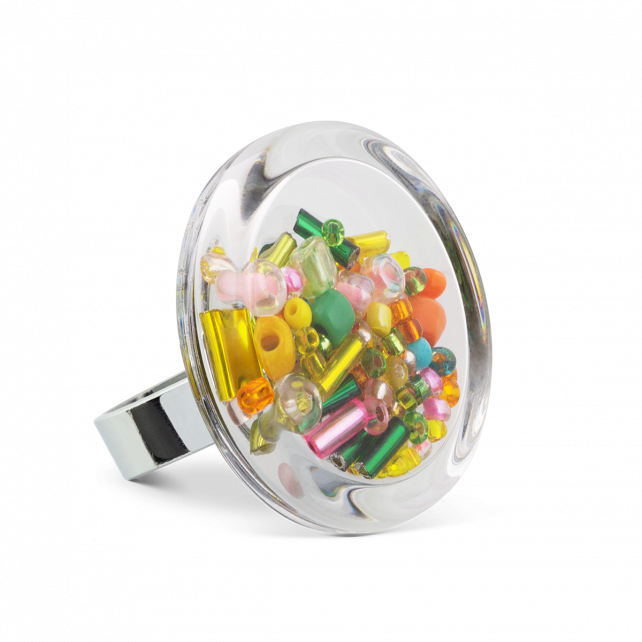 Bague en verre soufflé - Cachou Medium Billes