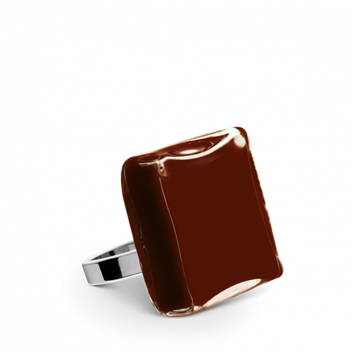 Bague en verre soufflé - Carré Mini Milk