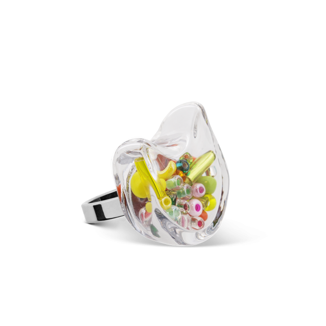 Bague en verre soufflé - Chat Nano Billes