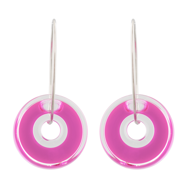 Boucles d'oreilles en verre soufflé - Donut transparent