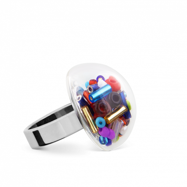 Bague en verre soufflée - Dome Mini Billes