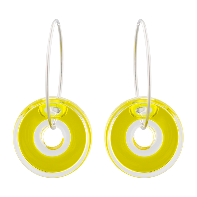 Boucles d'oreilles en verre soufflé - Donut transparent