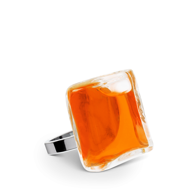 Bague en verre soufflée - Carré Mini Transparent