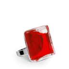 Bague en verre soufflée - Carré Mini Transparent