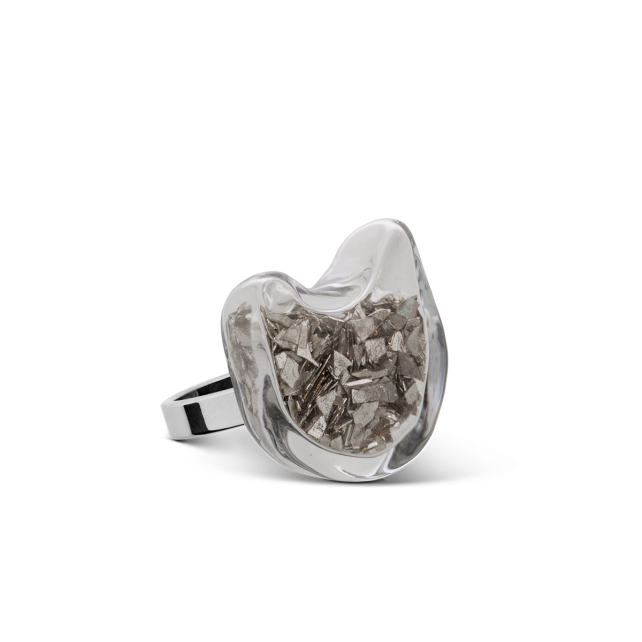 Bague en verre soufflé - Chat Nano Paillettes