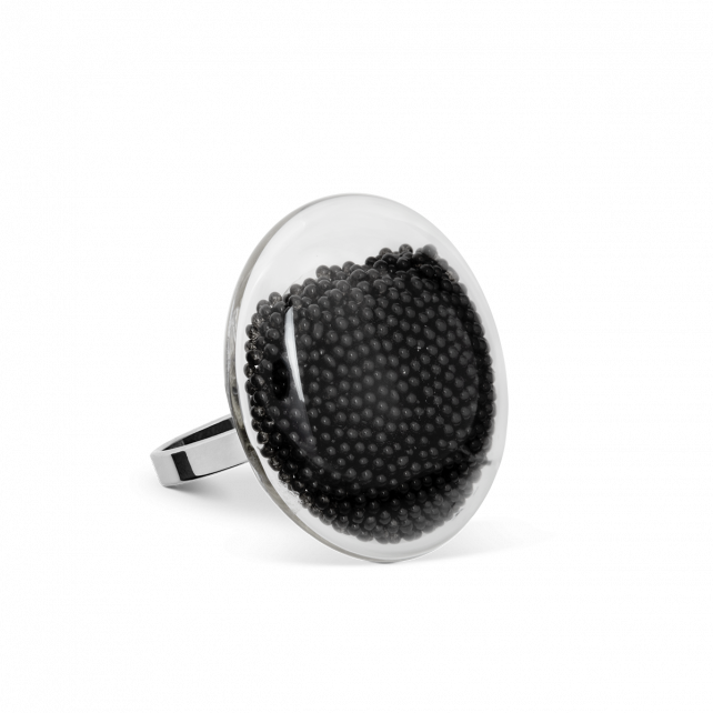 Bague en verre soufflé - Galet Mini Billes