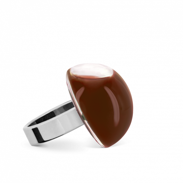 Bague en verre soufflé - Dome Mini Milk