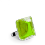 Bague en verre soufflée - Carré Mini Transparent