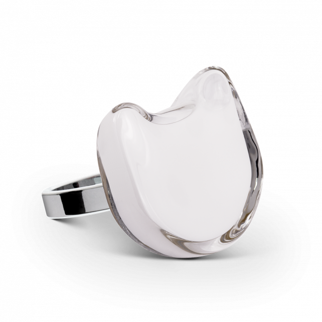 Bague en verre soufflé - Chat Medium Milk