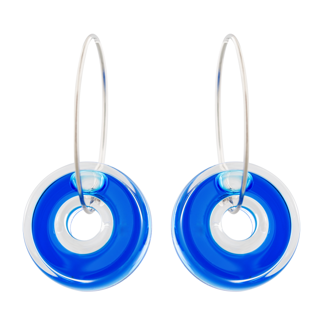 Boucles d'oreilles en verre soufflé - Donut transparent
