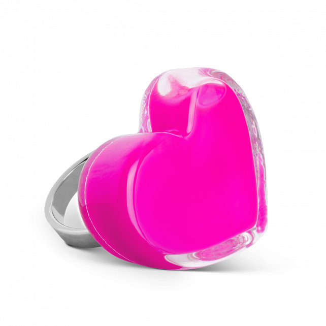 Bague en verre soufflé - Coeur Medium Milk