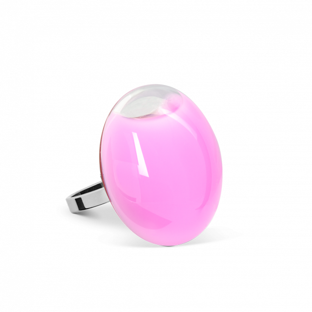 Bague en verre soufflée - Galet Mini Milk