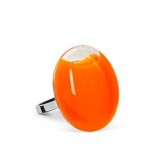 Bague en verre soufflée - Galet Mini Milk