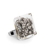 Bague en verre soufflé - Carré Medium Paillettes