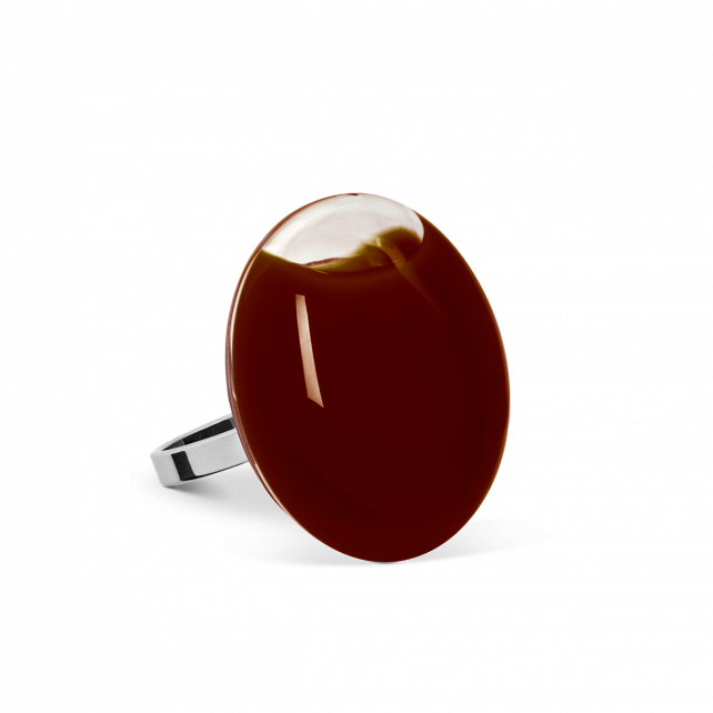 Bague en verre soufflée - Galet Mini Milk