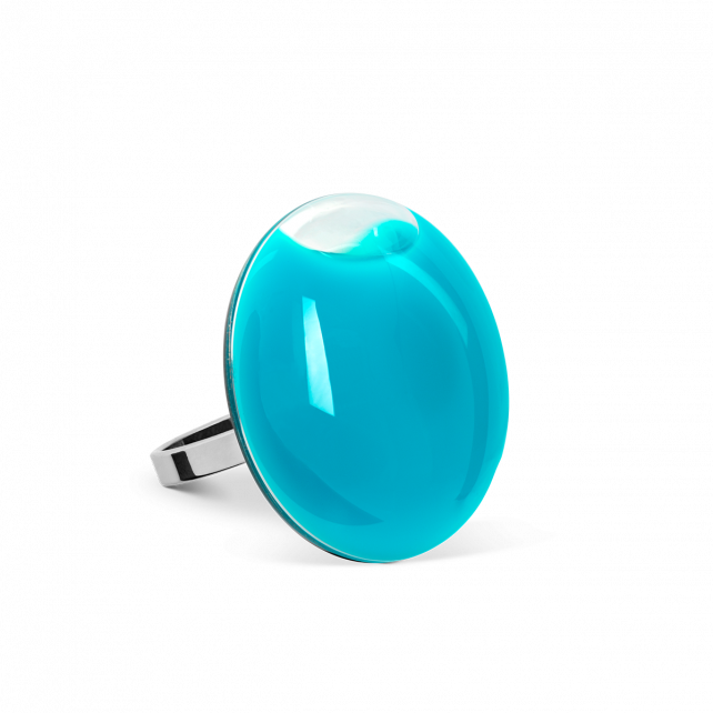 Bague en verre soufflée - Galet Mini Milk