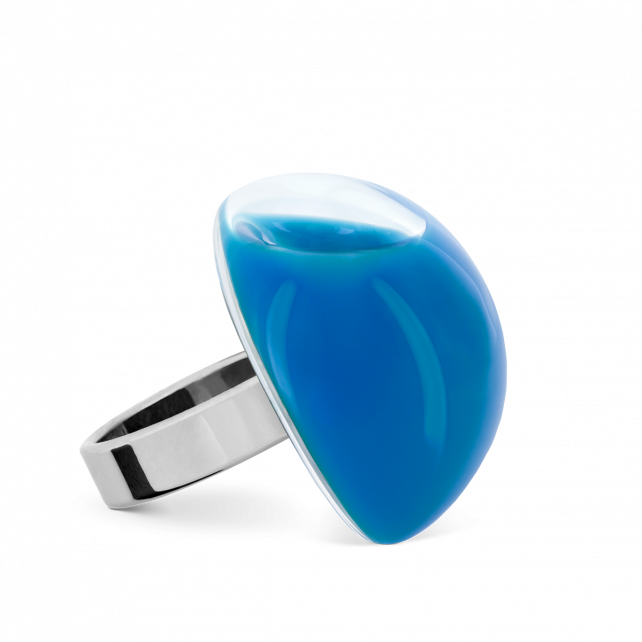 Bague en verre soufflé - Dome Medium Milk