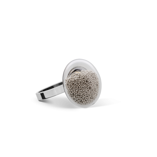 Bague en verre soufflé - Galet Nano Billes