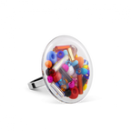 Bague en verre soufflé - Galet Mini Billes