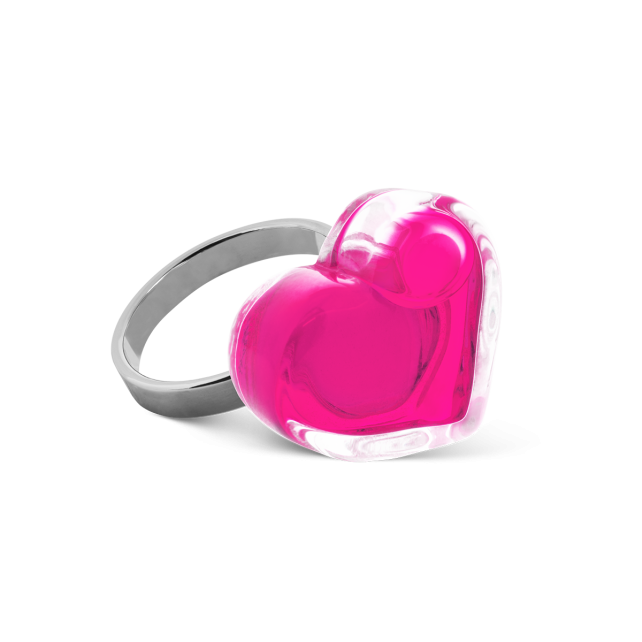 Bague en verre soufflé - Coeur Nano transparent