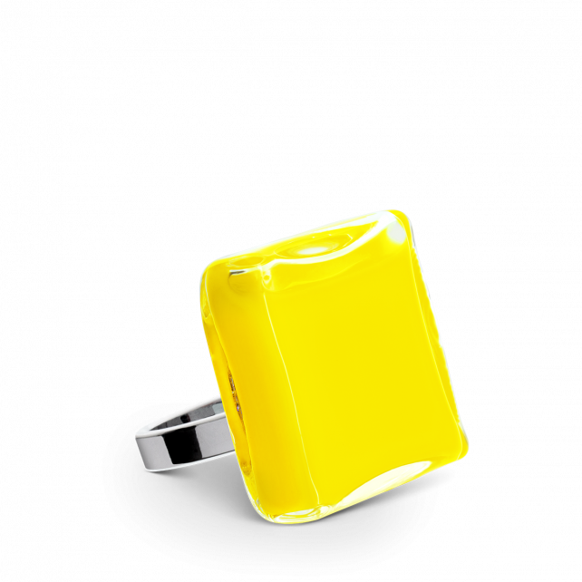 Bague en verre soufflé - Carré Mini Milk