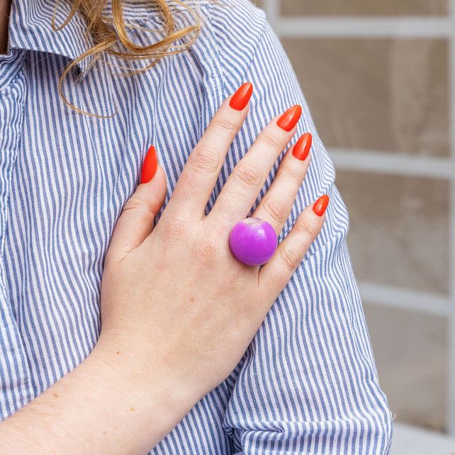 Bague en verre soufflé - Dome Medium Milk
