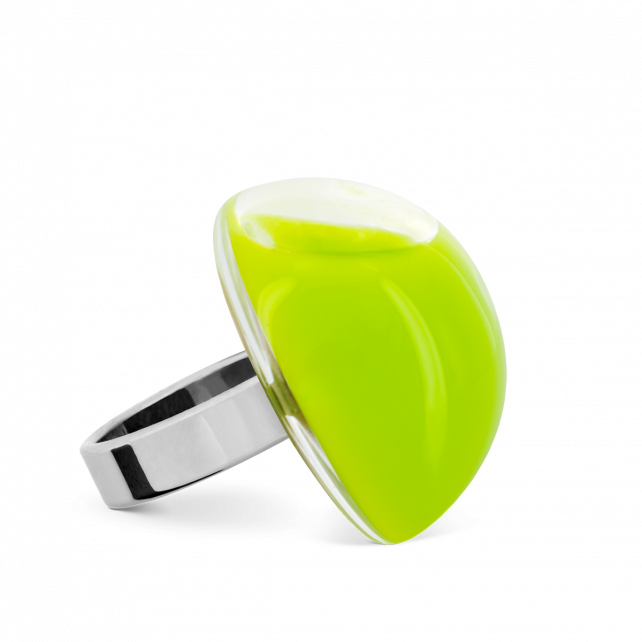 Bague en verre soufflé - Dome Medium Milk