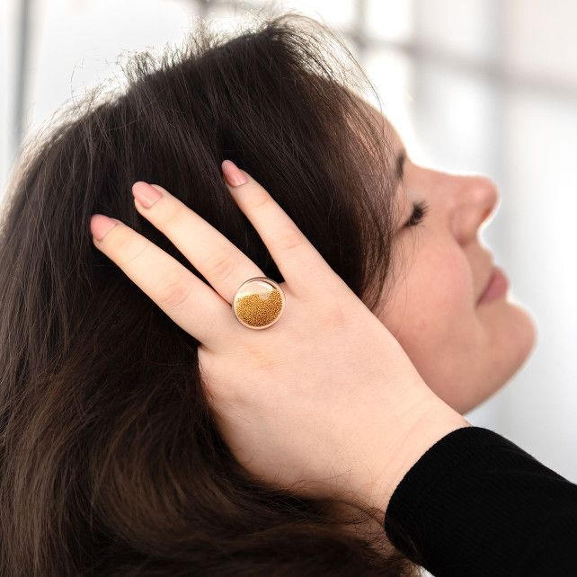 Bague en verre soufflé - Galet Medium Billes