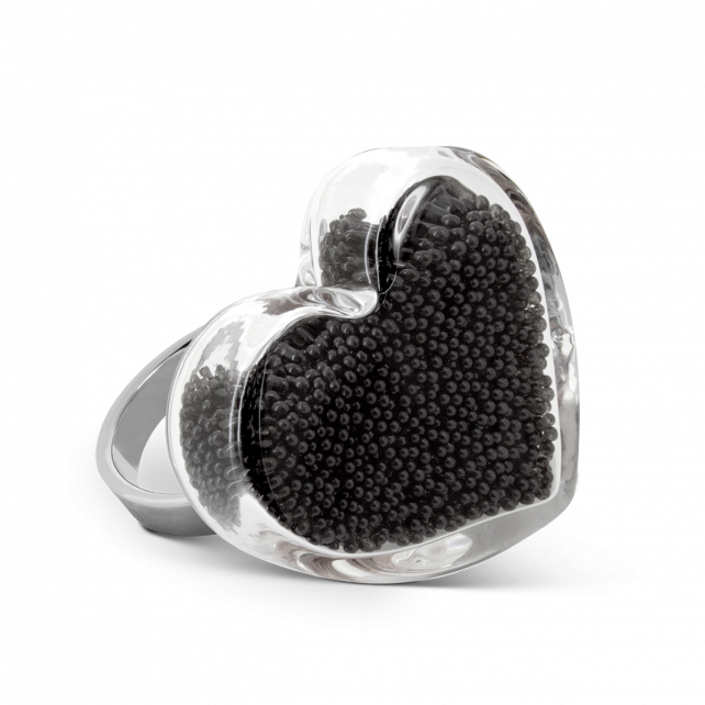 Bague en verre soufflé - Coeur Medium Billes