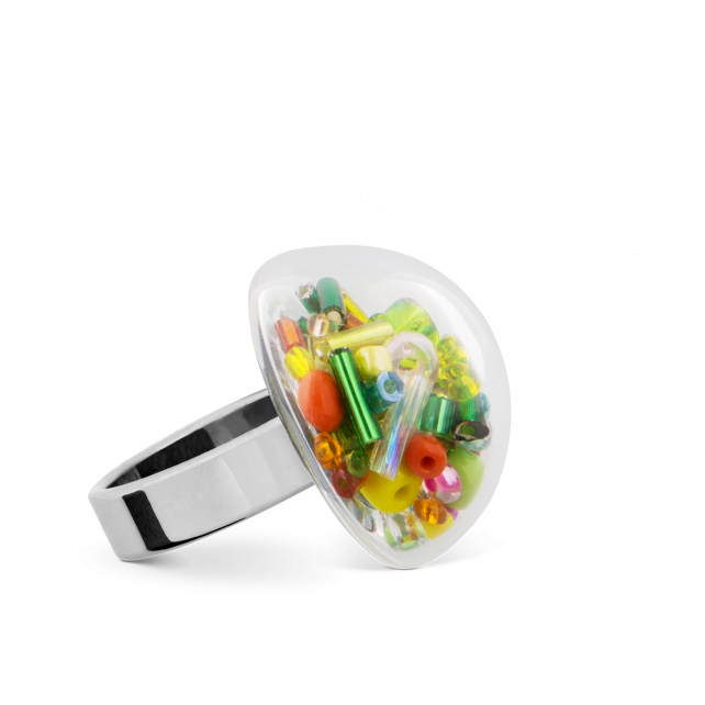 Bague en verre soufflée - Dome Mini Billes