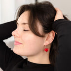 Boucles d'oreilles crochet en verre soufflé - Coeur Milk