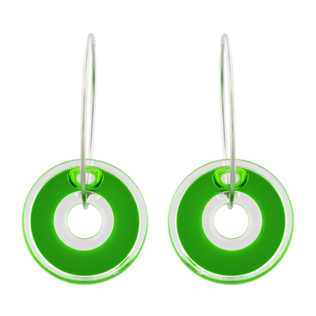 Boucles d'oreilles en verre soufflé - Donut transparent
