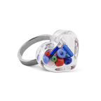Bague en verre soufflé - Coeur Nano Billes