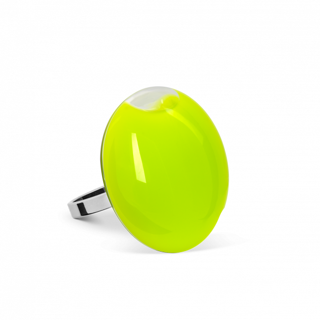 Bague en verre soufflée - Galet Mini Milk