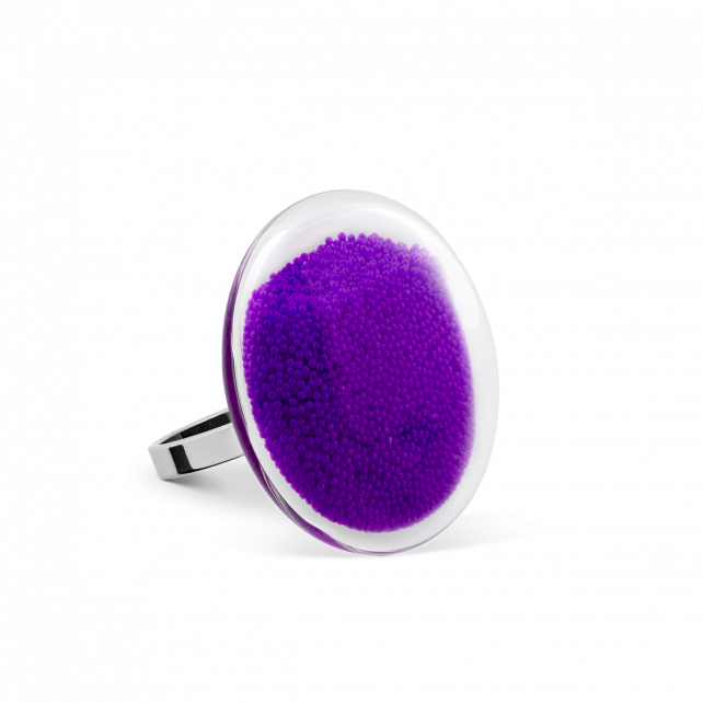 Bague en verre soufflé - Galet Mini Billes