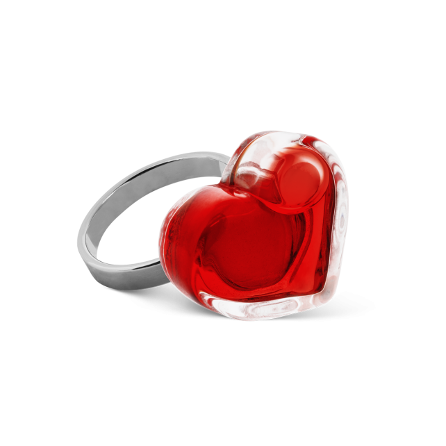 Bague en verre soufflé - Coeur Nano transparent