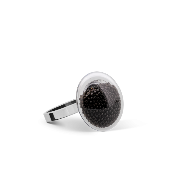 Bague en verre soufflé - Galet Nano Billes