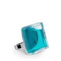 Bague en verre soufflée - Carré Mini Transparent