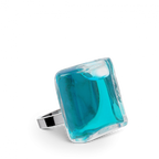 Bague en verre soufflée - Carré Mini Transparent