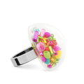 Bague en verre soufflé - Dome Medium Mix Perles