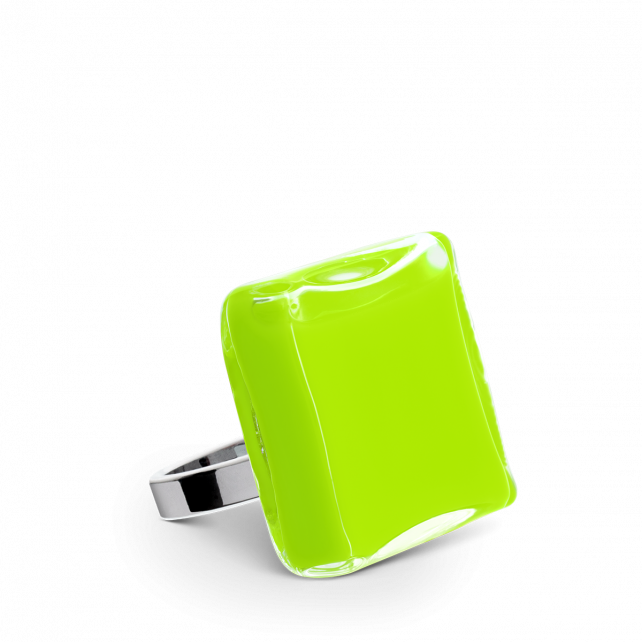 Bague en verre soufflé - Carré Mini Milk