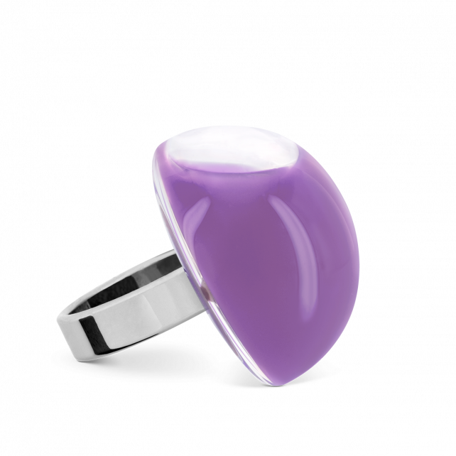 Bague en verre soufflé - Dome Medium Milk