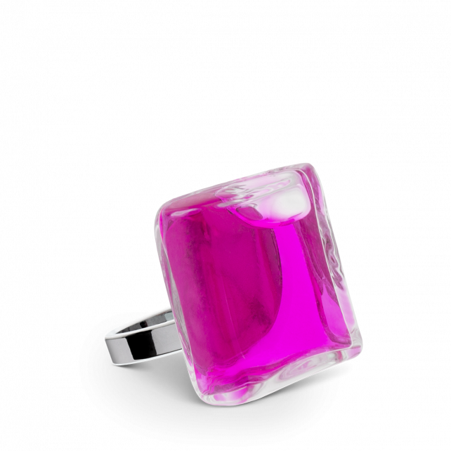 Bague en verre soufflée - Carré Mini Transparent