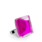Bague en verre soufflée - Carré Mini Transparent
