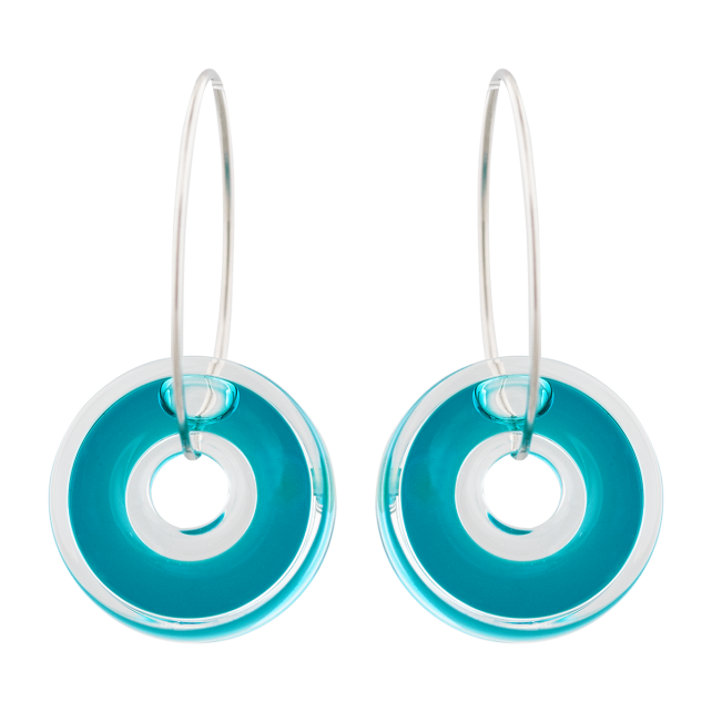 Boucles d'oreilles en verre soufflé - Donut transparent