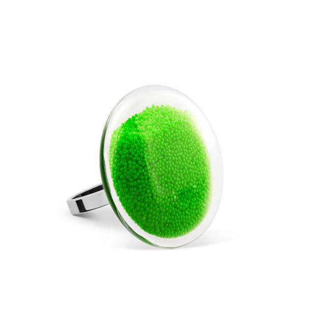 Bague en verre soufflé - Galet Mini Billes