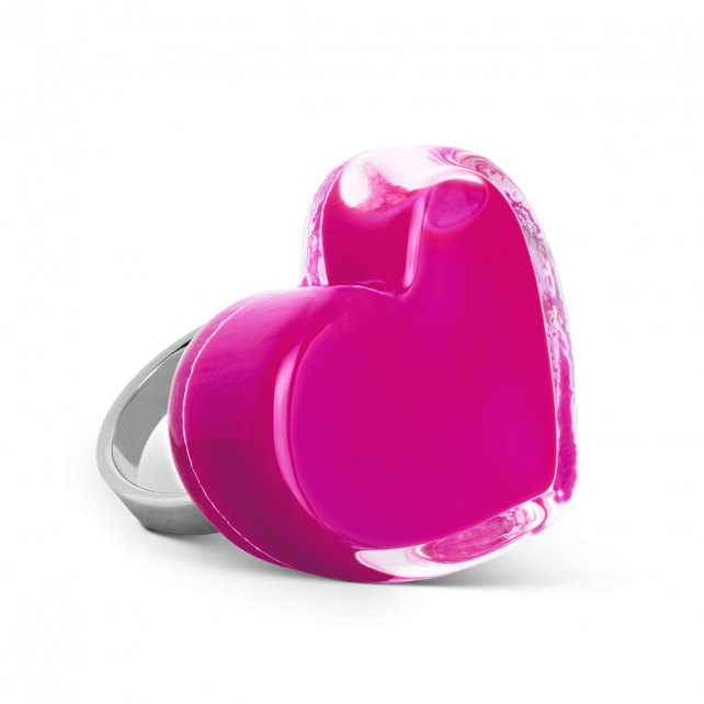 Bague en verre soufflé - Coeur Medium Milk