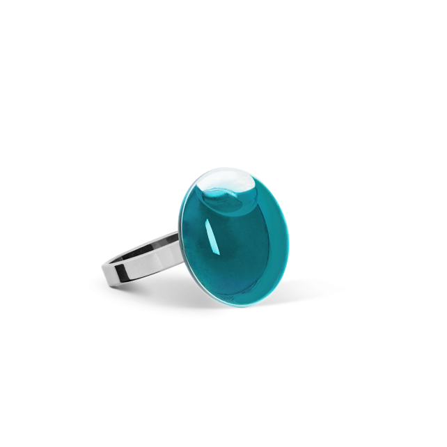 Bague en verre soufflé - Galet Nano Transparent