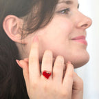 Bague en verre soufflé - Coeur Nano transparent