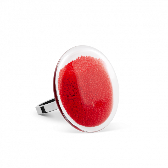 Bague en verre soufflé - Galet Mini Billes
